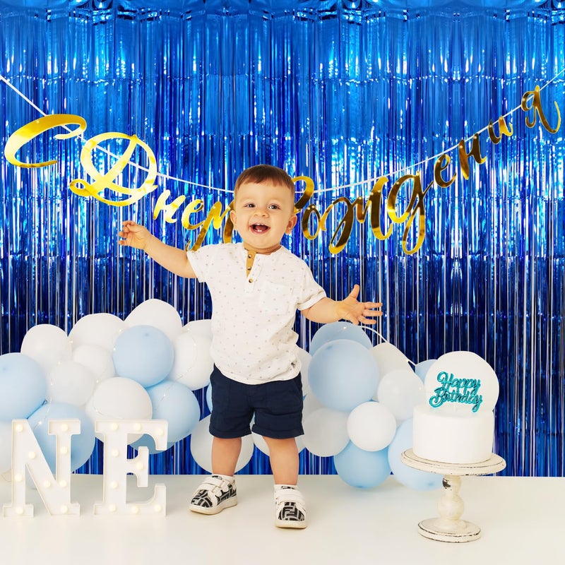 GOER 3.2 ft x 9.8 ft Metallic Tinsel Foil Fringe Curtains Party Photo Backdrop Party Streamers for Birthday,Graduation,New Year Eve Decorations Wedding Decor (Navy Blue,5 pcs) - Image 4